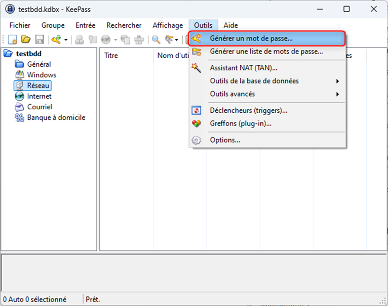 Générer un mot de passe.