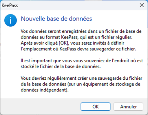 Nouvelle base de données KeePass