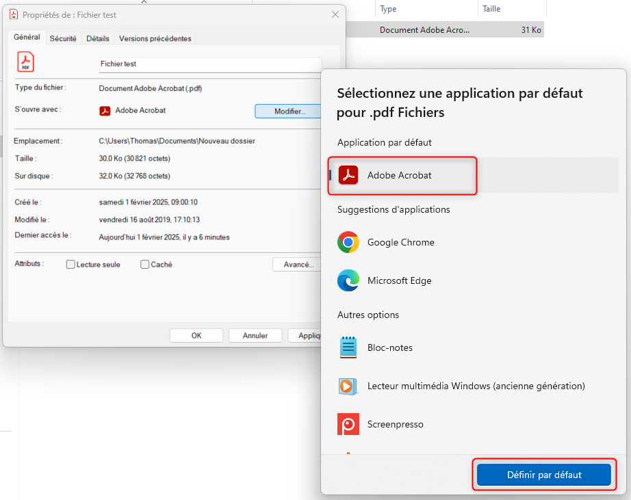 Définir par défaut