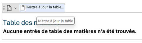 Mettre à jour la table